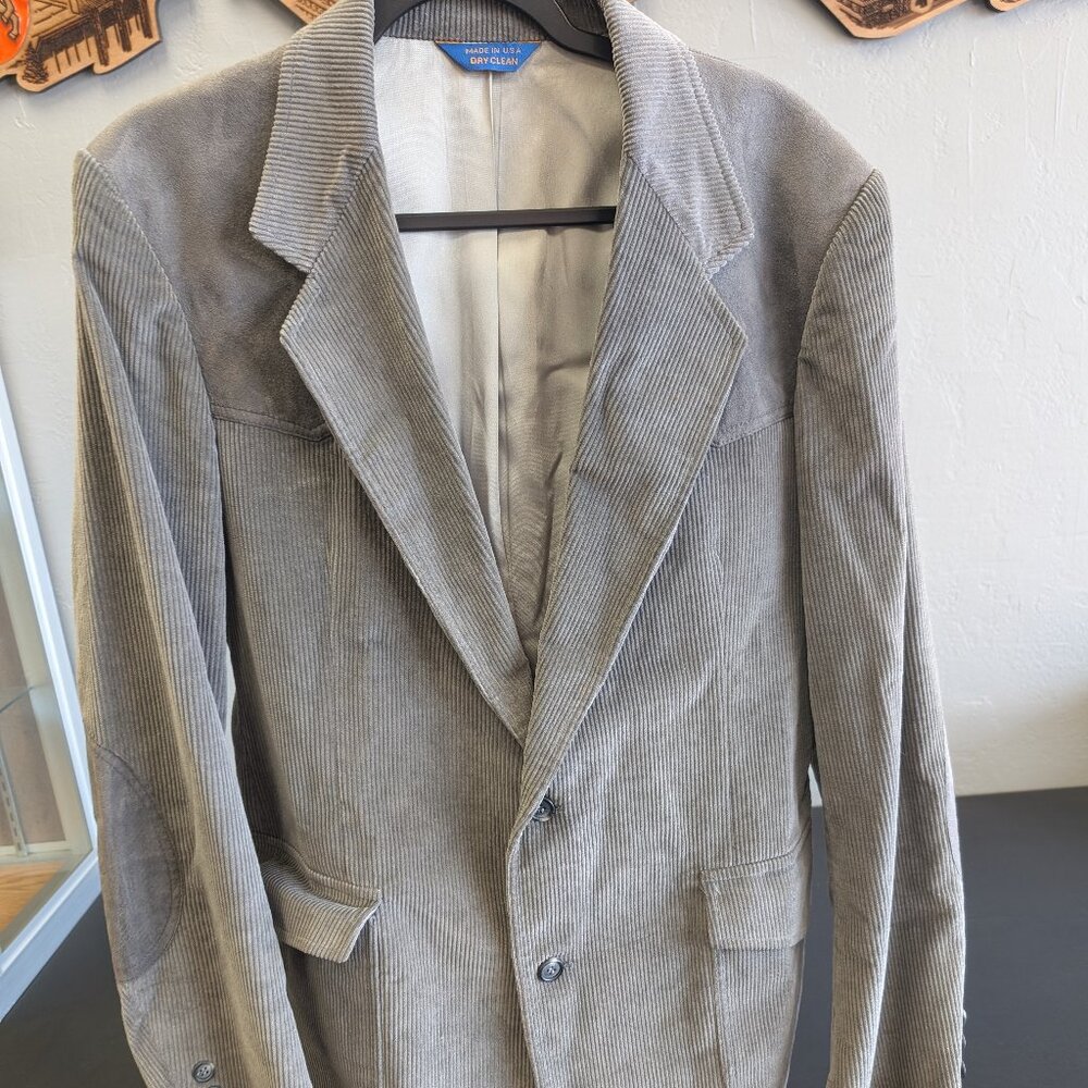 Pendleton Corduroy & Suede Western Sport Coat Jacket Grey Men's 40 Long